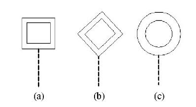 图5 圆形吊梁和2种悬挂方式的矩形吊梁示意图Figure 5 Schematic diagram of round hanging beam and rectangular hanging beam of two kinds of hanging modes
