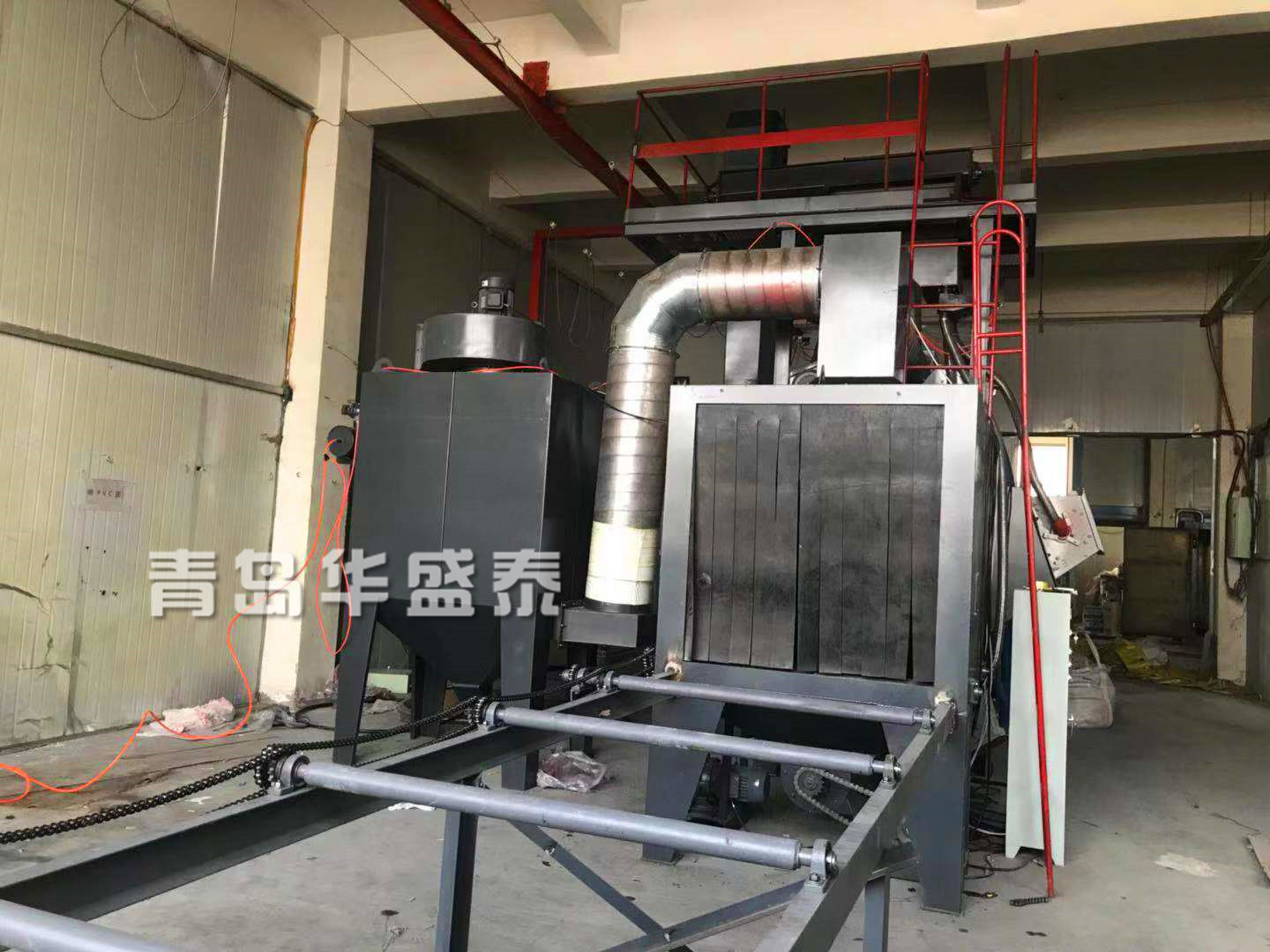 山东烟台6912通过式抛丸机安装调试完毕图视频