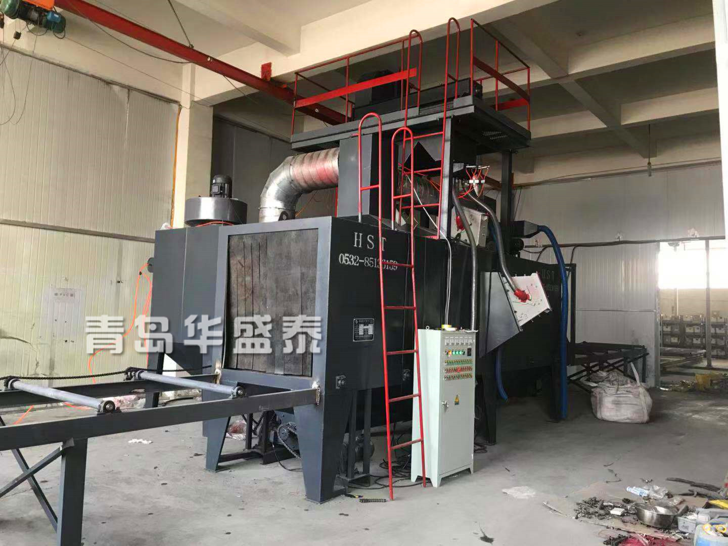 山东烟台6912通过式抛丸机安装调试完毕图视频